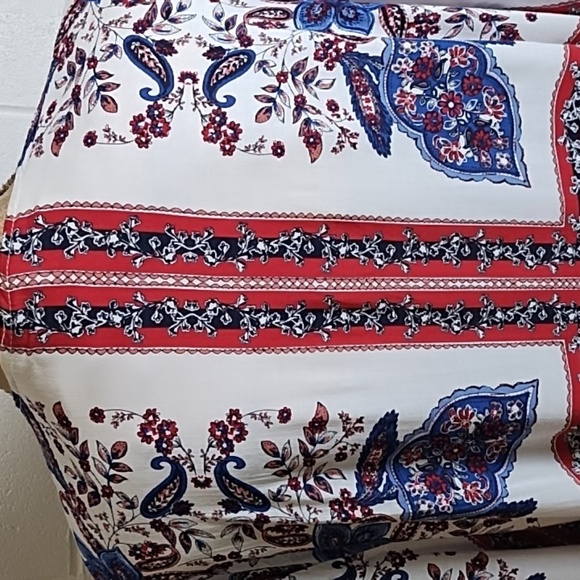 Maurices Print Open front Flowy Cardigan Cruise Coverup Side Slits - Picture 5 of 12